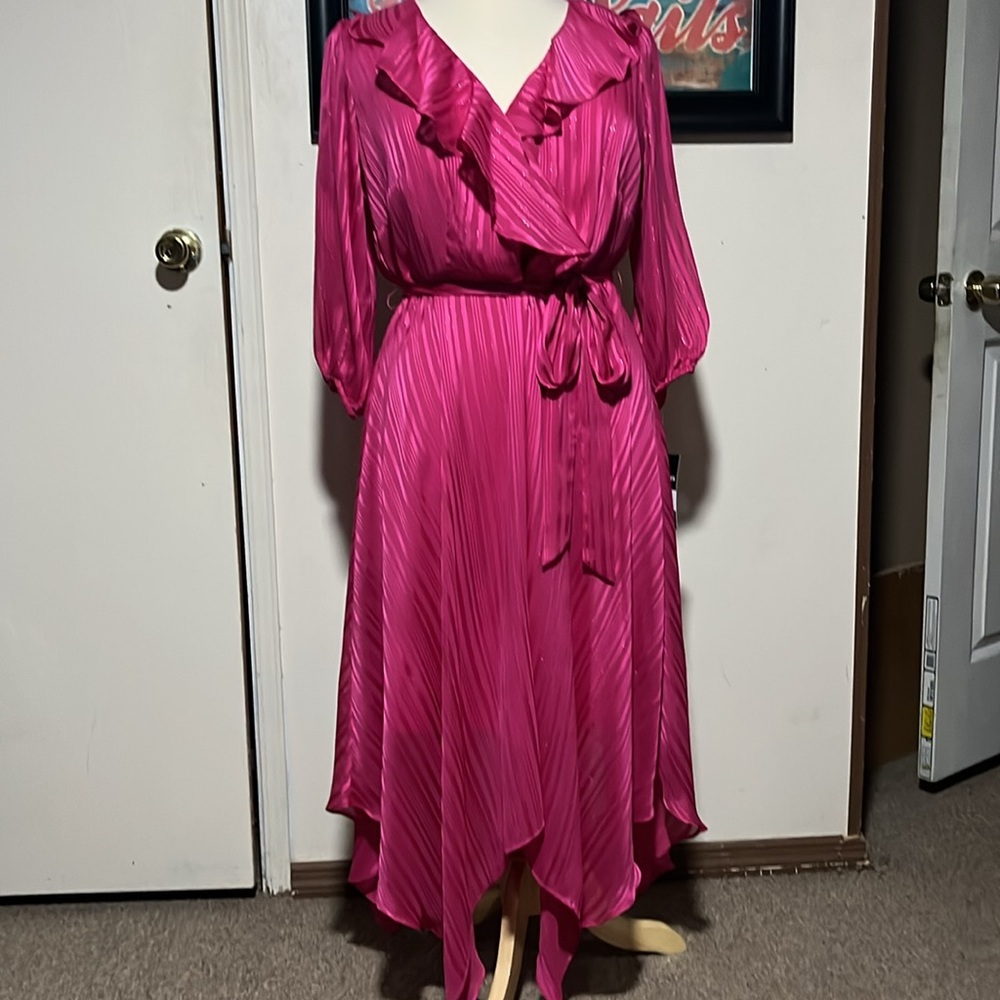 Madison Tara Pink Faux Wrap Dress